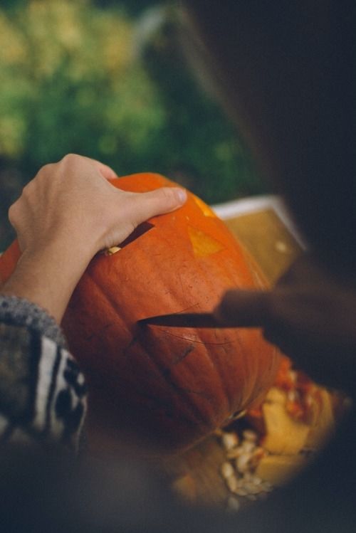 Carving a pumpkin