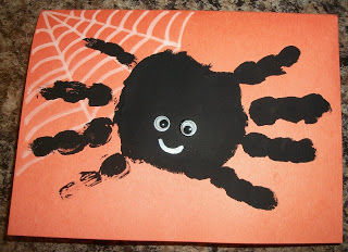 Hand print spider halloween card
