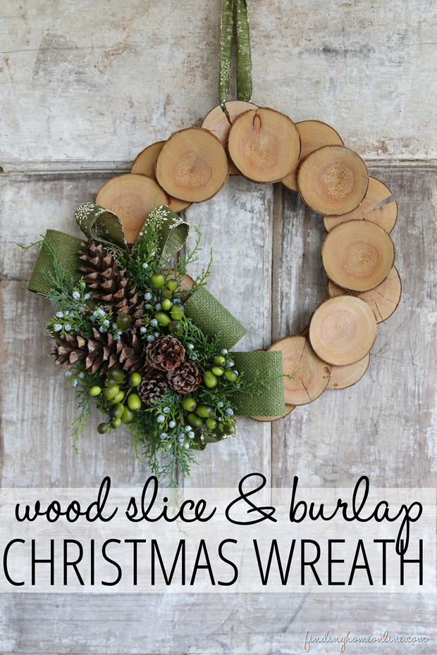 Wood slice and burlap christmas wreath Wood slice and burlap christmas wreath