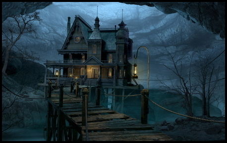 Haunted House with Rickety Bridge Haunted House with Rickety Bridge