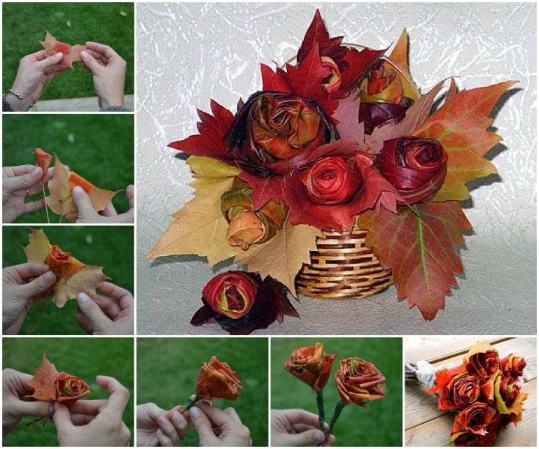 DIY Maple Leaf Rose Bouquet DIY Maple Leaf Rose Bouquet
