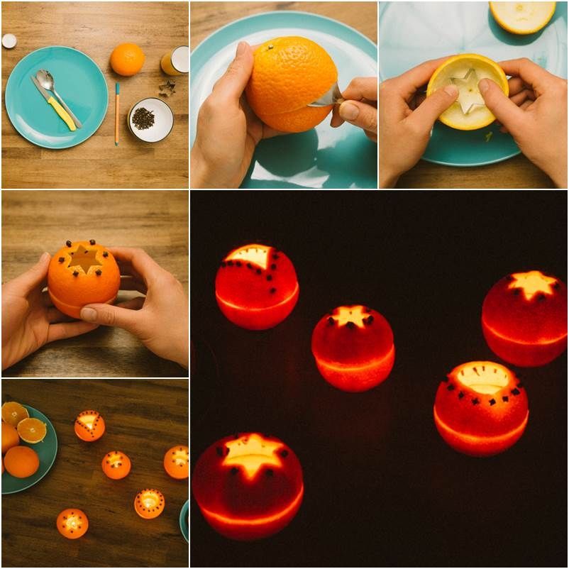 DIY Cute Orange Rind Lanterns