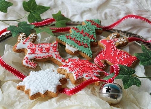 Reindeer, snowflake and christmas tree cookies