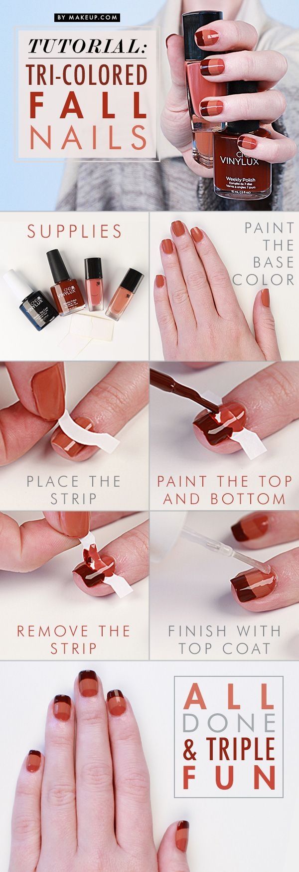Tri Colored Fall Nails Tri Colored Fall Nails