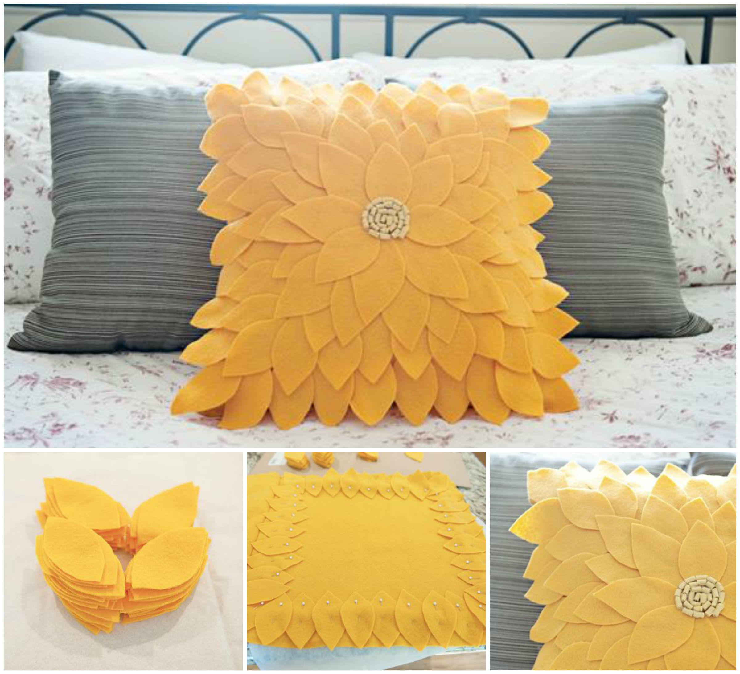 DIY Sunflower Cushion with felt fabric DIY Sunflower Cushion with felt fabric