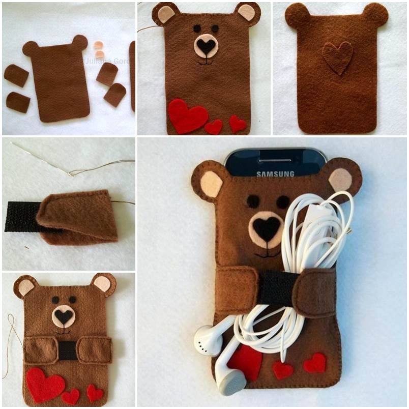 Felt Bear Cell Phone Case