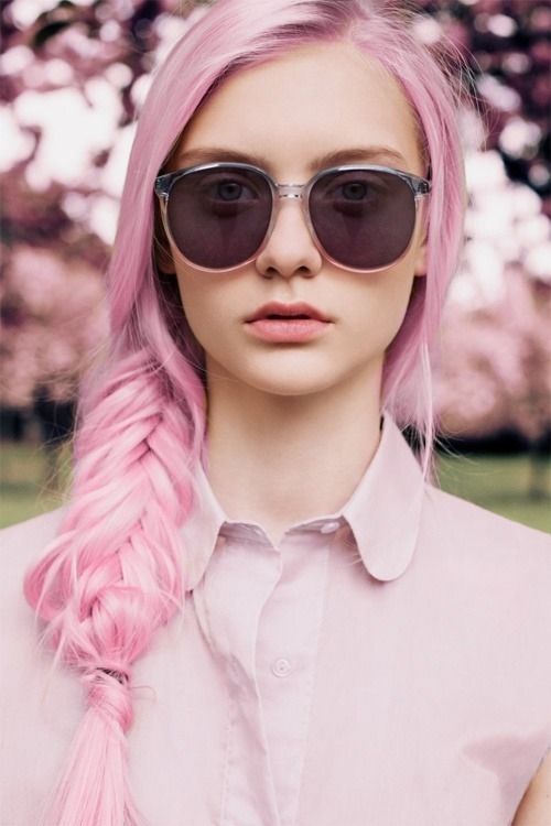 Long pink braided tied hair