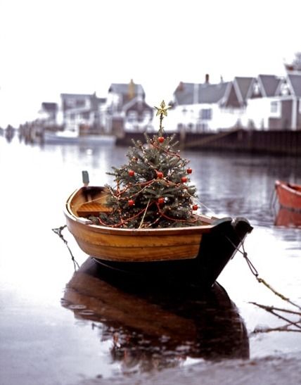 Christmas tree on a boat