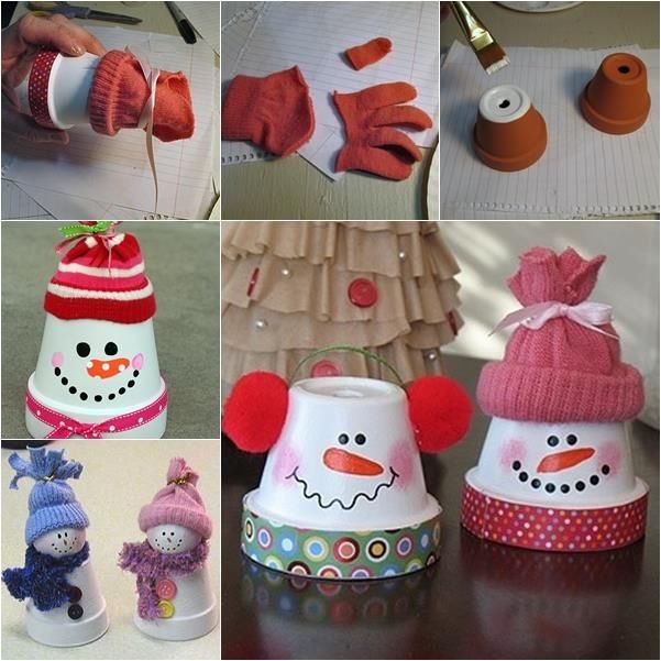 Snowman Terracotta Pot
