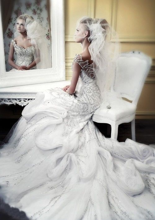 Gorgeous White Gown with Silver Beaded Detail Gorgeous White Gown with Silver Beaded Detail