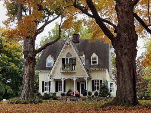 Pretty Victorian House in Autumn