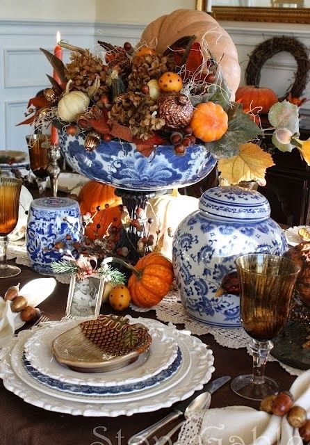 Blue Willow Thanksgiving Tablescape Blue Willow Thanksgiving Tablescape