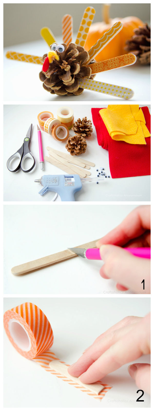 DIY Washi Pine Cone Turkeys DIY Washi Pine Cone Turkeys