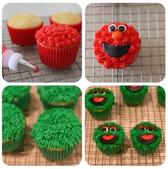 Making sesame street themed cupcakes for parties