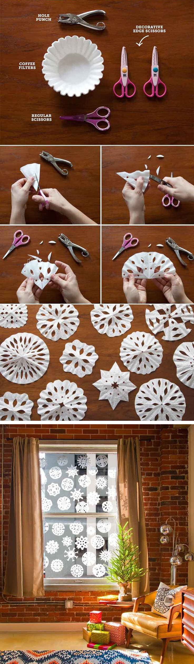 How To Make Snow Flakes from Coffee Filters