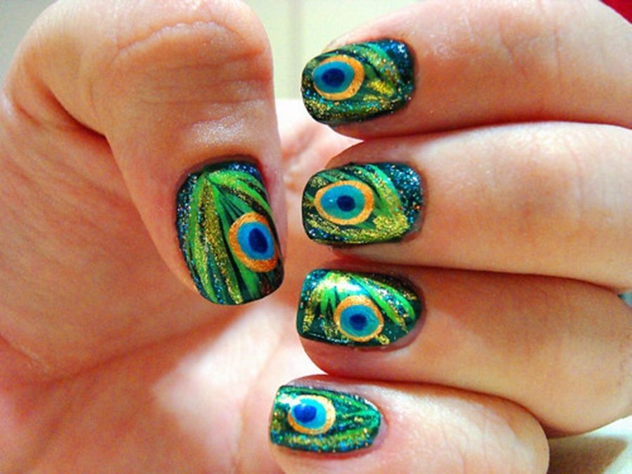 Peacock French Tip Nail Art for Short Nails - wide 8