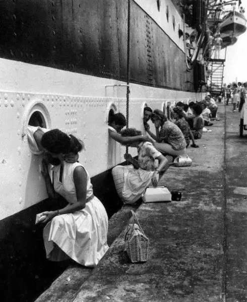 Kissing their Sailors Goodbye....