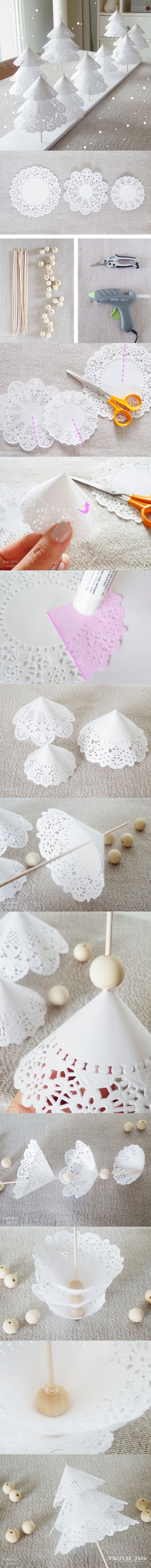 DIY Doily Christmas Trees