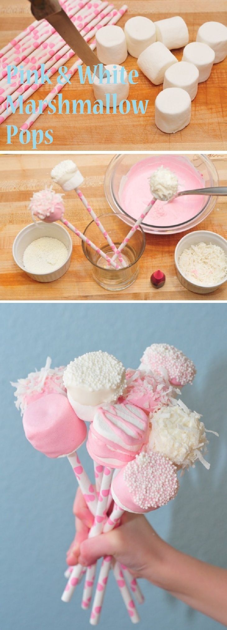 Pink and White Marshmallow Pops