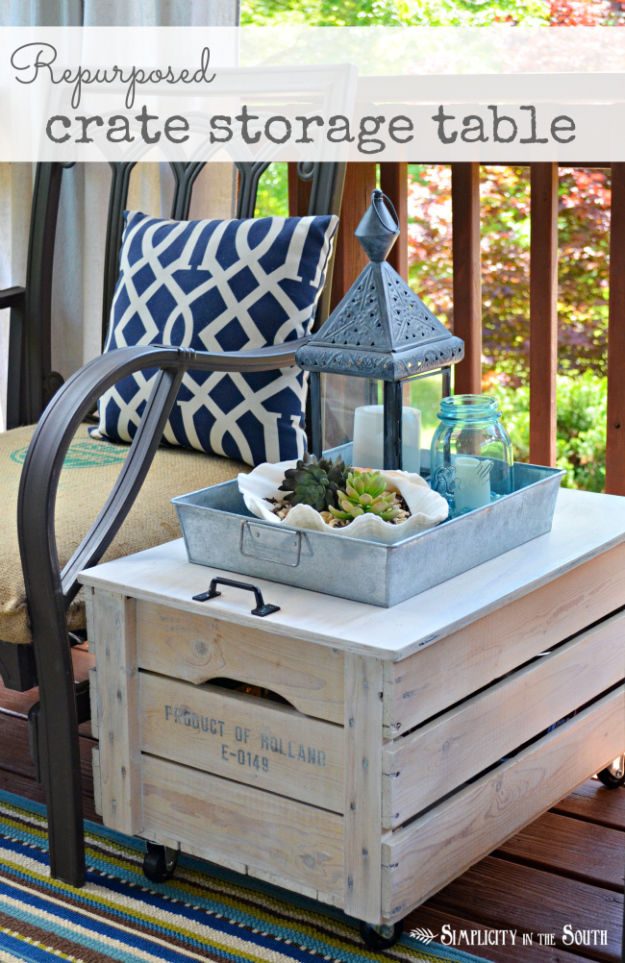 How to make a Repurposed crate storage table