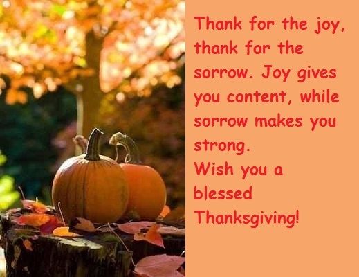Thank for the joy, thank for the sorrow....