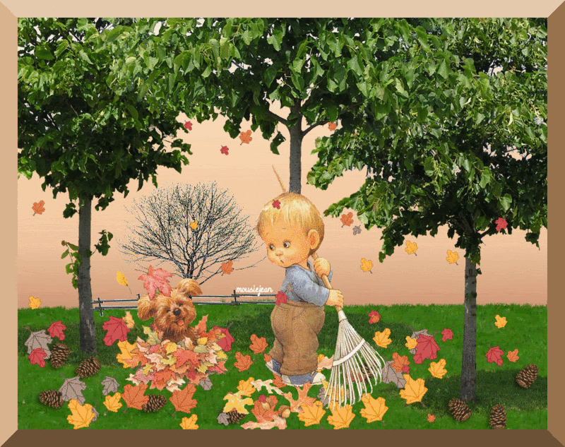 Cute Fun Raking Fall Leaves