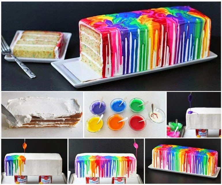 How to bake a melted rainbow cake