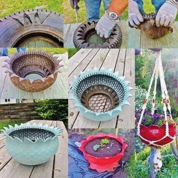 How to make a garden tire planter How to make a garden tire planter