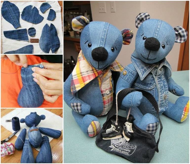 How to make denim teddy bears