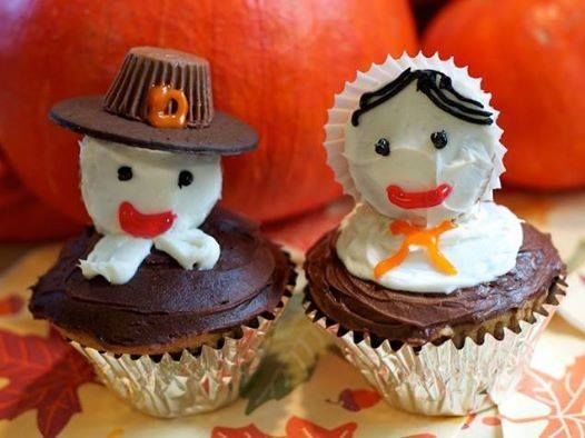 Cute Mr & Mrs Pilgrim Cupcakes Cute Mr & Mrs Pilgrim Cupcakes