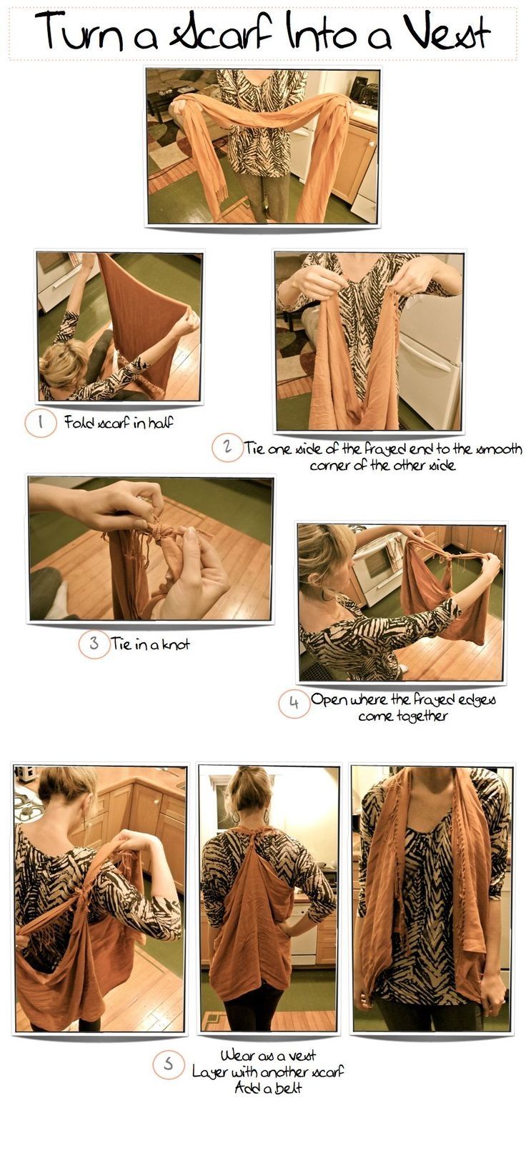 Turn a scarf into a vest
