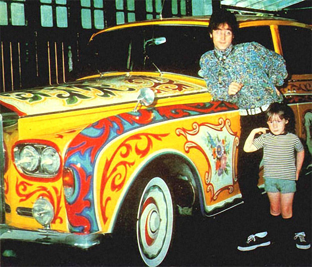 John Lennon with Son Julian and his Rolls Royce Phantom V-07