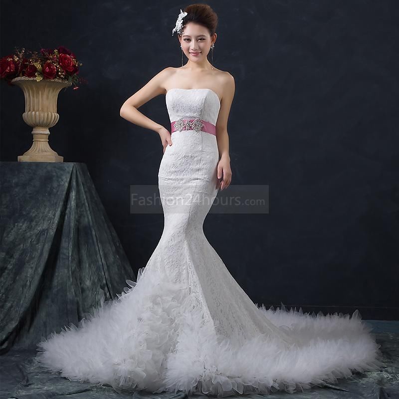  Belted Mermaid Wedding Dress