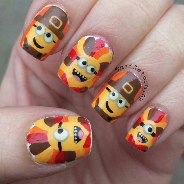 Minion Thanksgiving Nails Minion Thanksgiving Nails