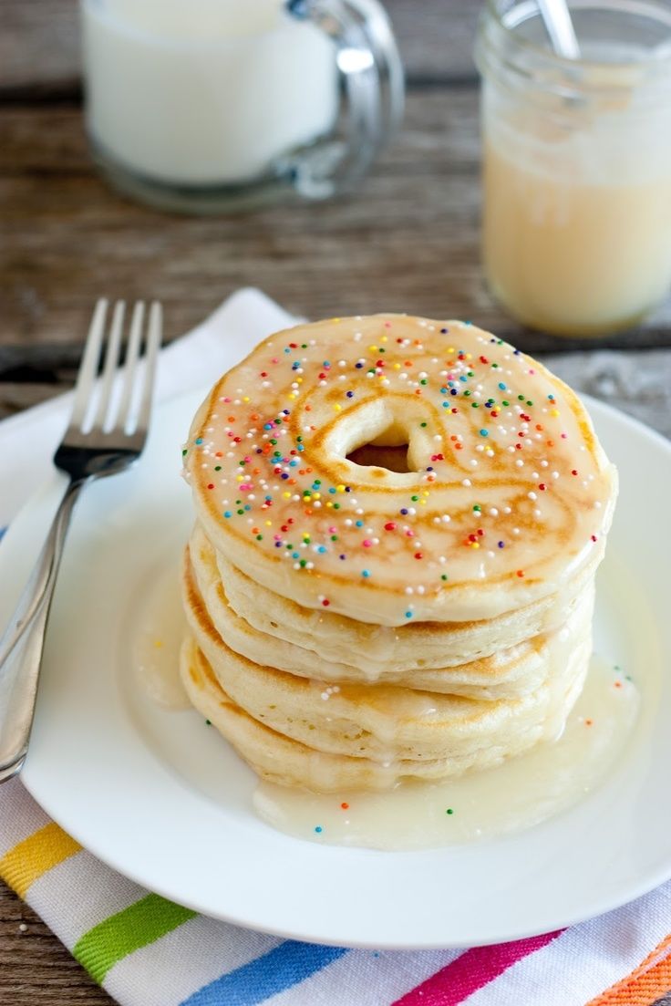 Donut Pancakes with Donut Glaze Syrup