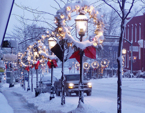 Christas Decorated City Street