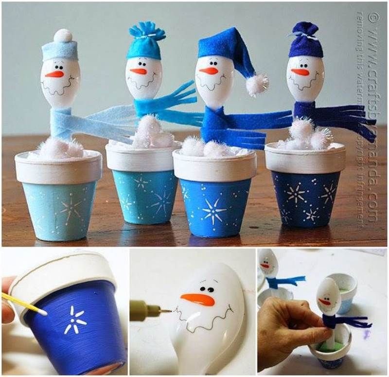 How to make snowmen in clay pots