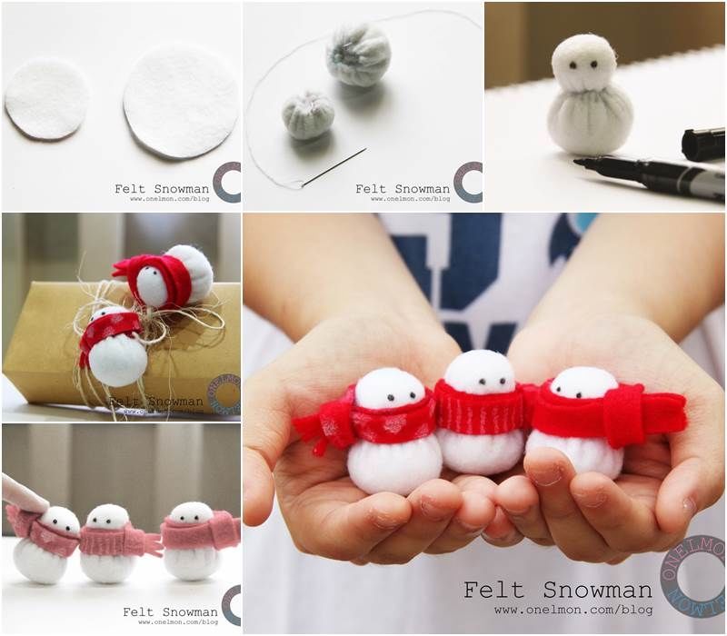 How to make a felt snowman christmas ornament