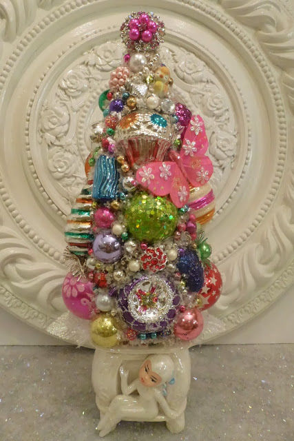 Lefton Pixie Planter Bottle Brush Tree