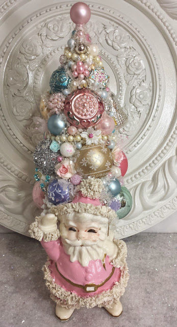 Santa Planter Bottle Brush Tree