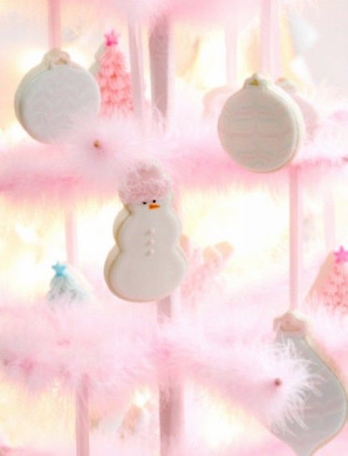 Pretty White Ornaments on a Girly Pink Tree