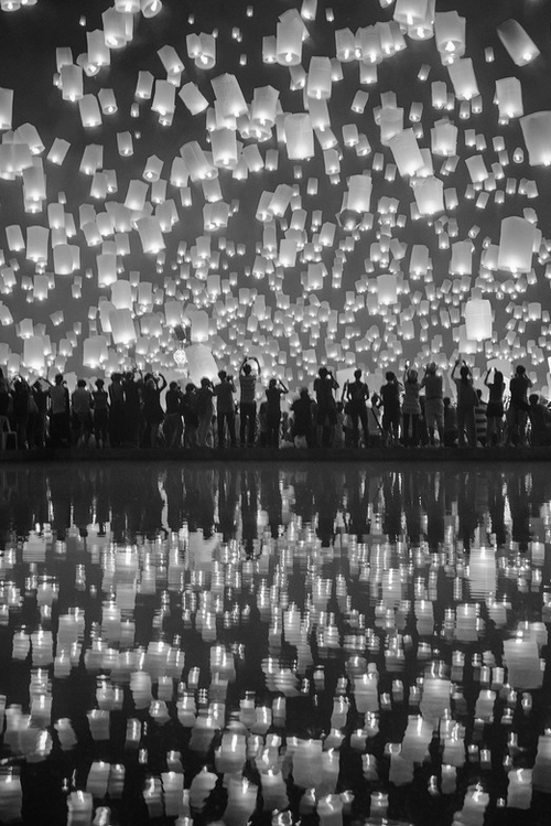 Reflection of lights and people