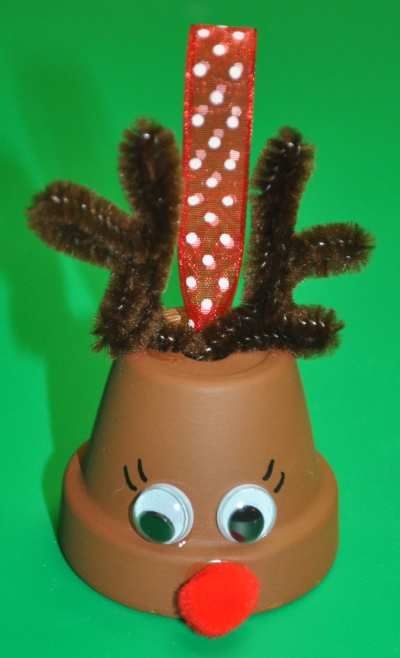 Flower pot reindeer bell ornament Flower pot reindeer bell ornament