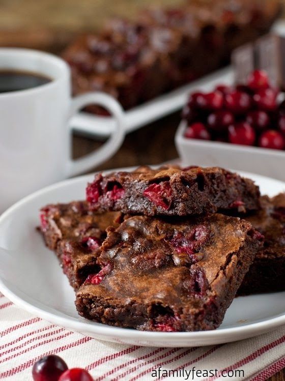 Cranberry Brownies with Coffee