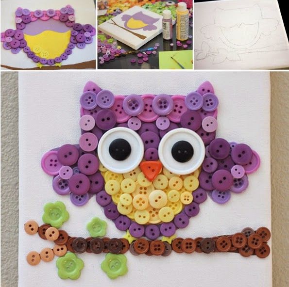 Making button art wit an owl