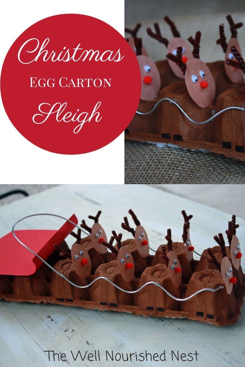 Egg Carton Reindeer Sleigh