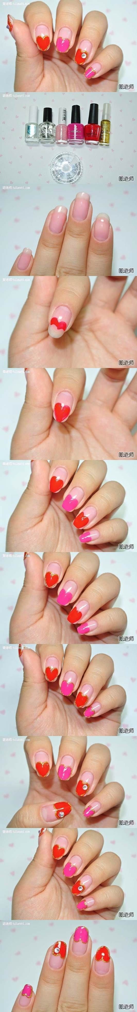 How to make heart nails