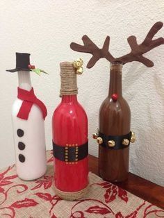 Painted Bottles for Christmas