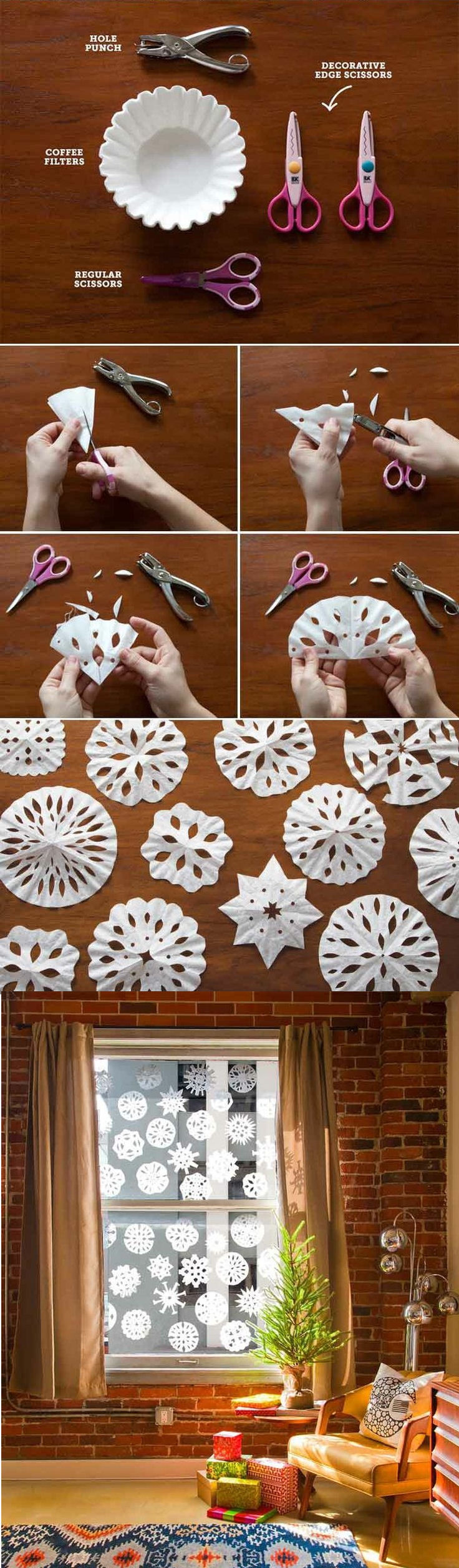 Coffee Filter Snowflakes