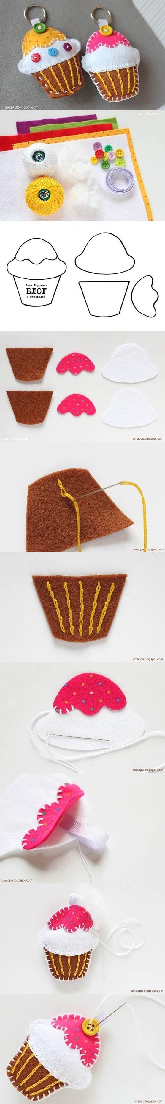 How to make a felt cupcake key chain